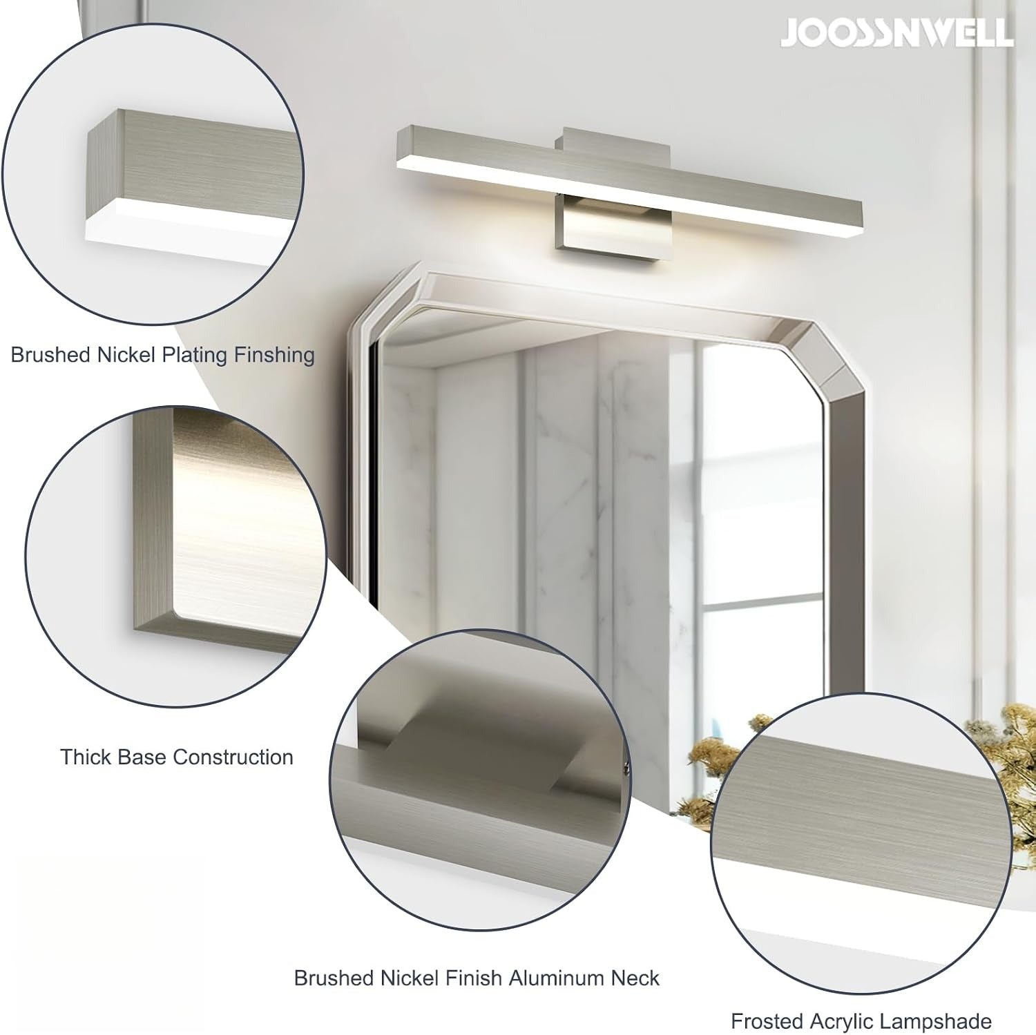 Brushed Nickel Modern Bathroom Vanity Light Fixture