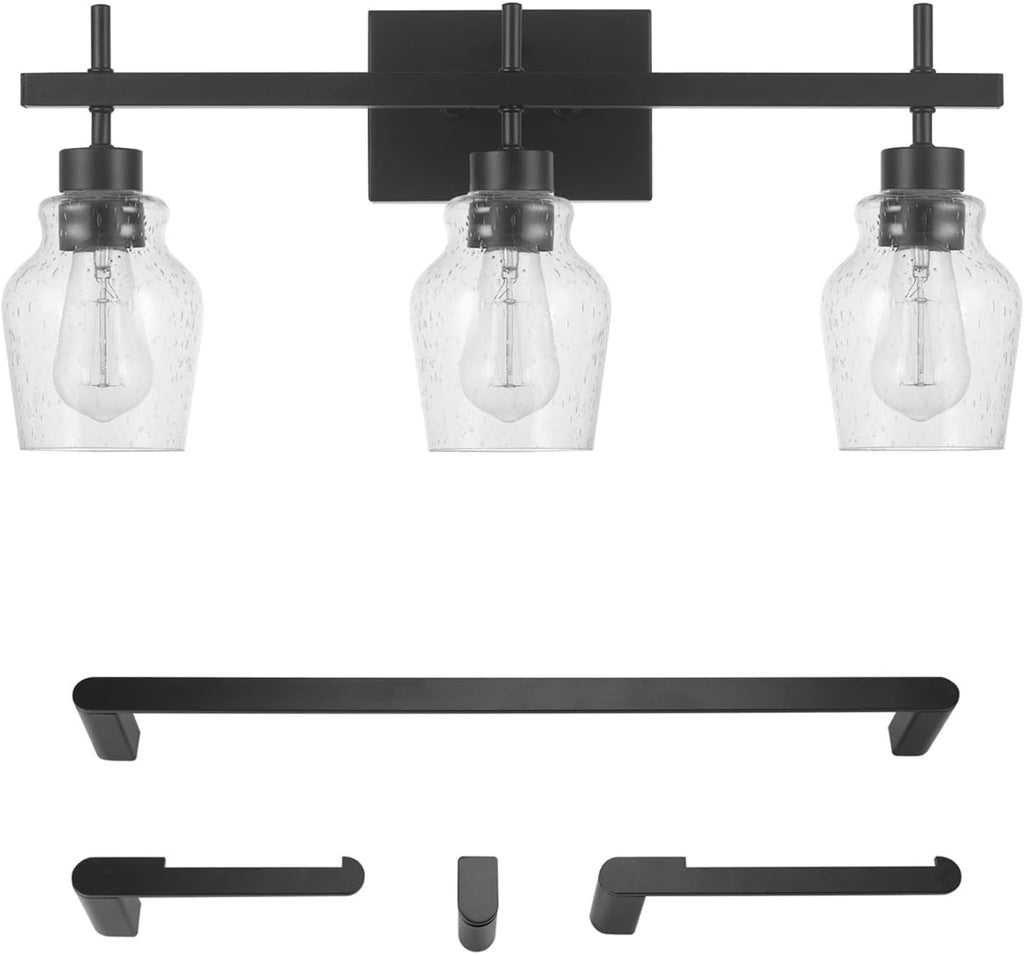 Matte Black Bathroom Vanity Light Accessory Set