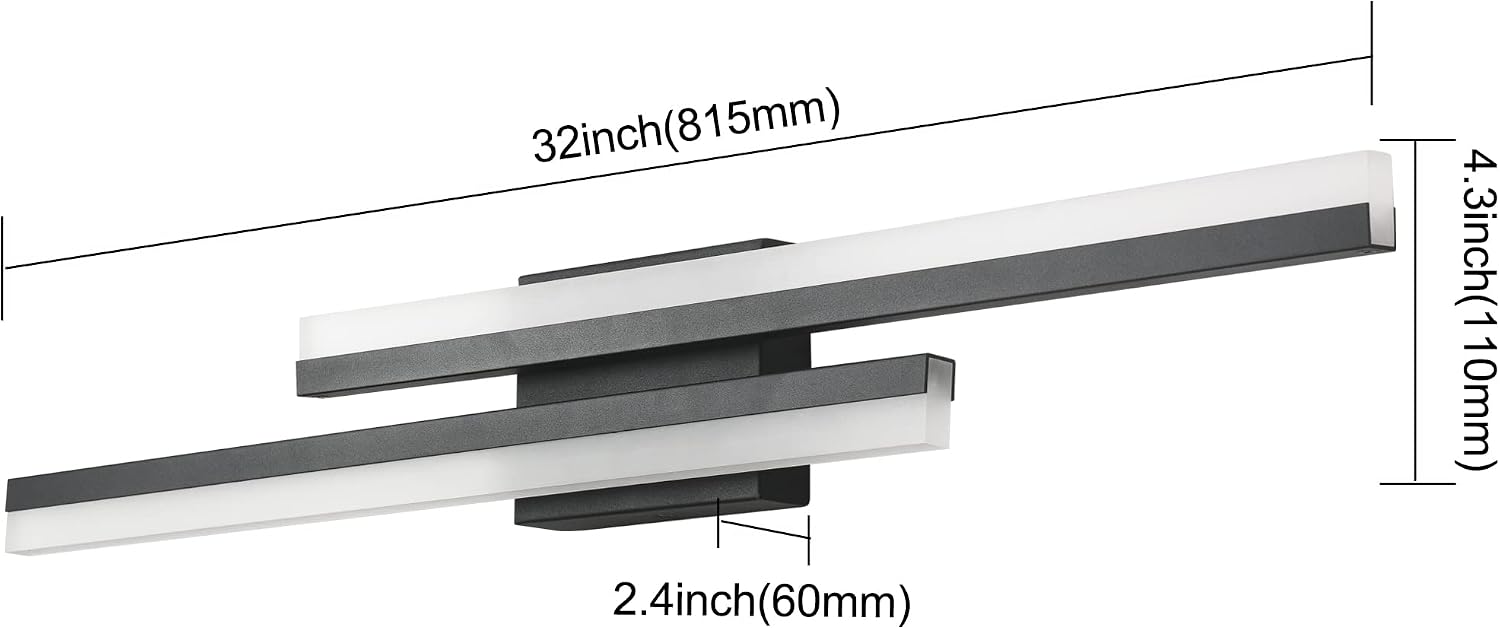 Dimmable Black LED Bathroom Vanity Light Bar