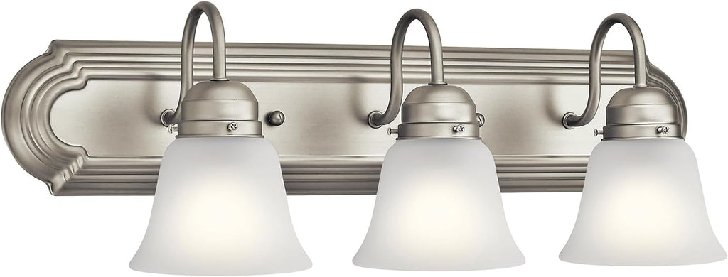 Brushed Nickel 3‑Light Bathroom Vanity Light Fixture