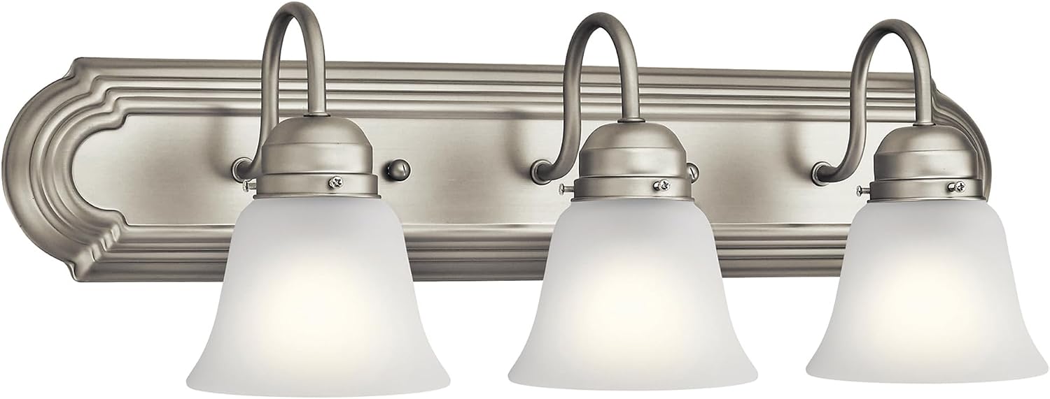 Brushed Nickel 3‑Light Bathroom Vanity Light Fixture