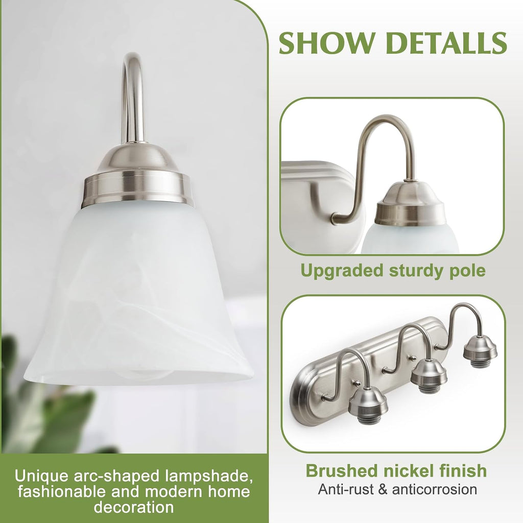 Modern 3‑Light Brushed Nickel Bathroom Vanity Lamp