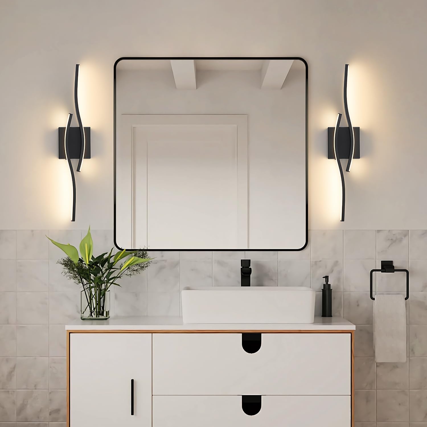 Modern Dimmable LED Black Bathroom Vanity Sconce Light