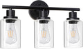 Modern Black 3‑Light Bathroom Vanity Wall Lamp