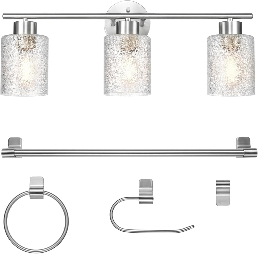 Brushed Nickel Bathroom Vanity Light Accessory Set