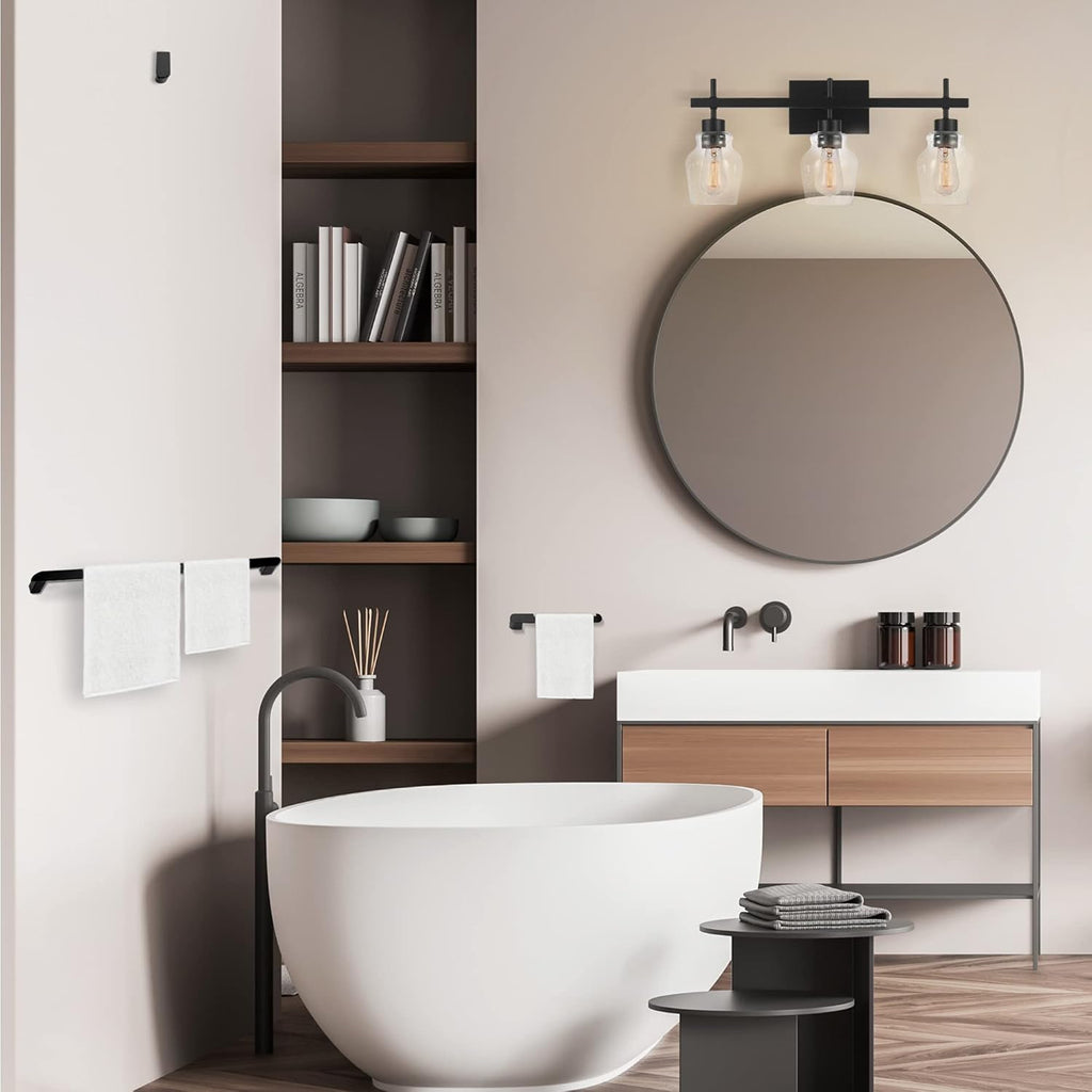 Matte Black Bathroom Vanity Light Accessory Set
