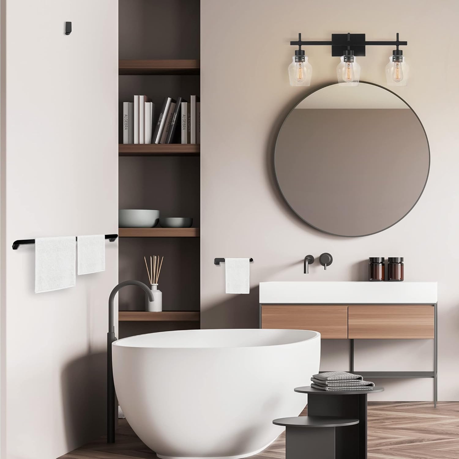 Matte Black Bathroom Vanity Light Accessory Set