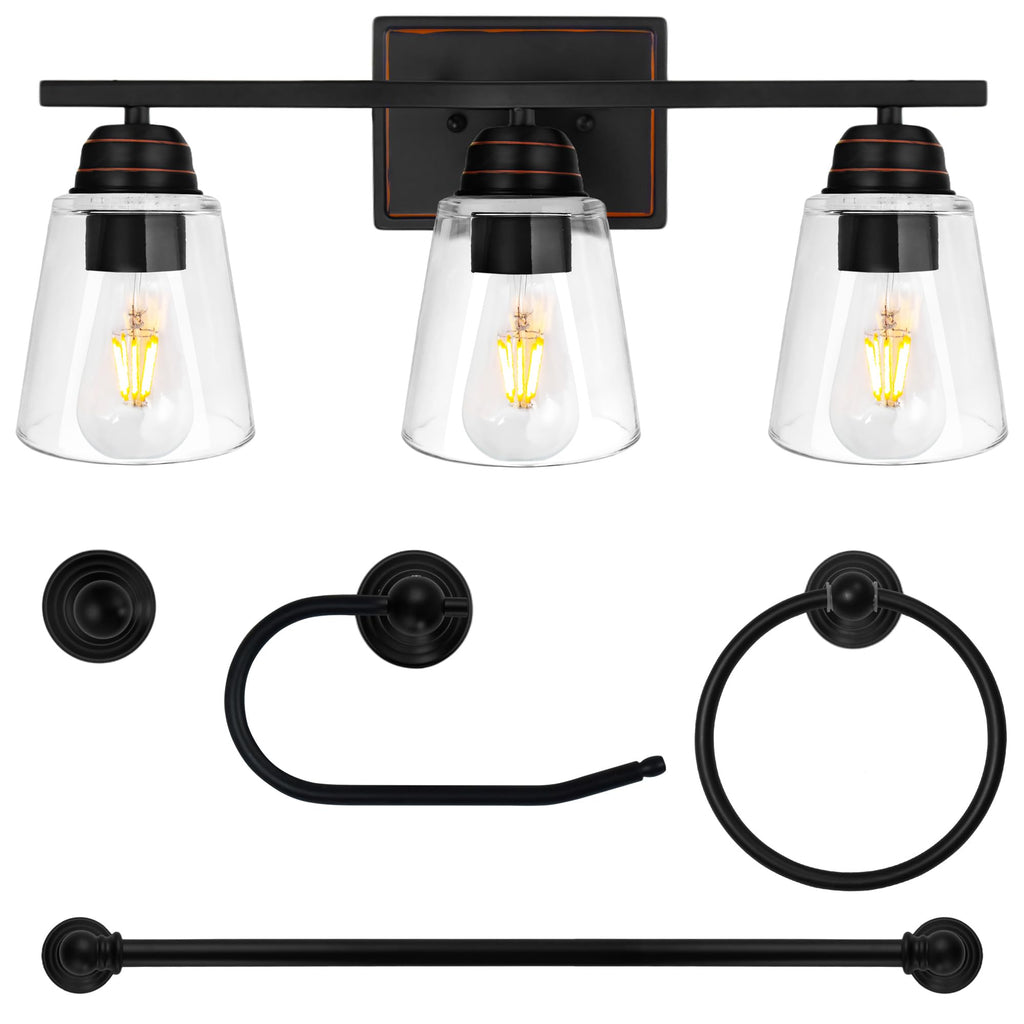 3‑Light Bathroom Vanity Light Accessory Set