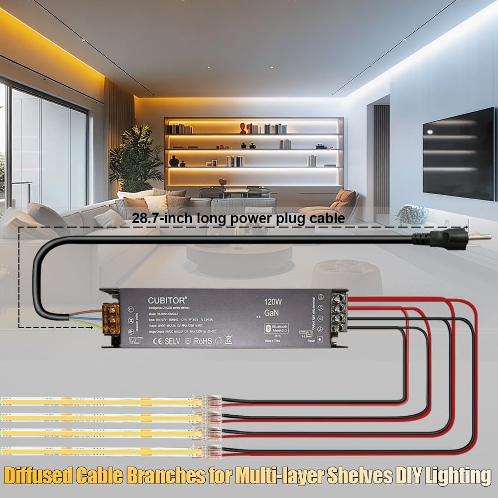 Smart Dimmable CCT COB LED Strip Light Kit