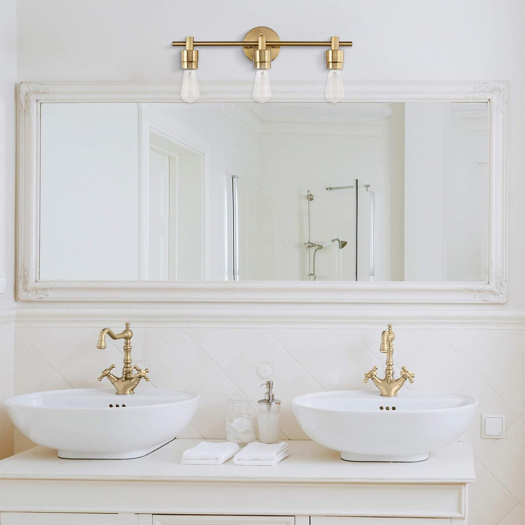 Matte Brass Bathroom Accessory Vanity Light Set