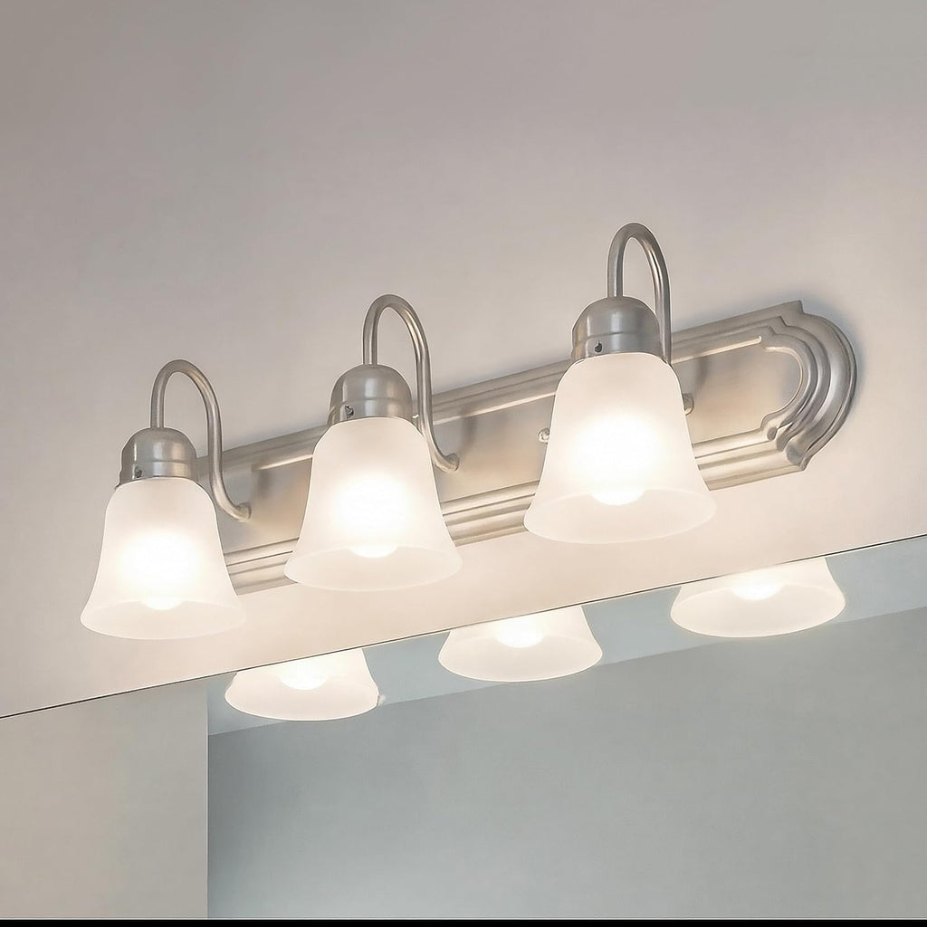 Brushed Nickel 3‑Light Bathroom Vanity Light Fixture