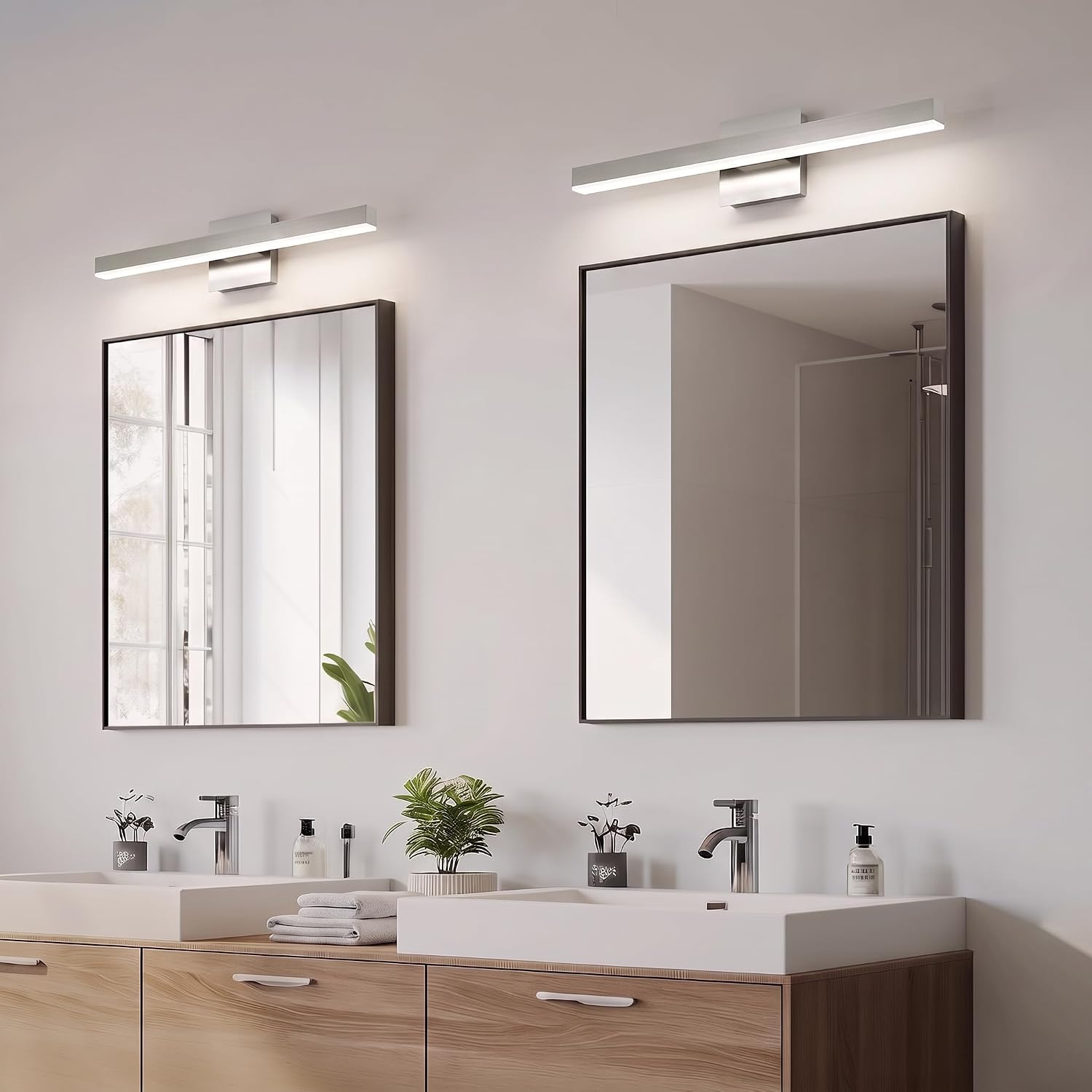 Brushed Nickel Modern Bathroom Vanity Light Fixture