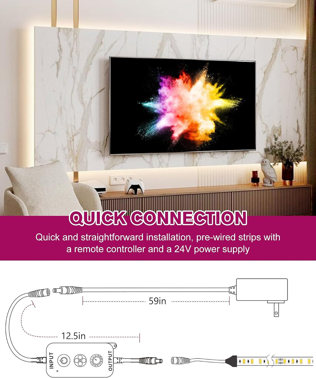 Dimmable Neutral White LED Strip Light Kit