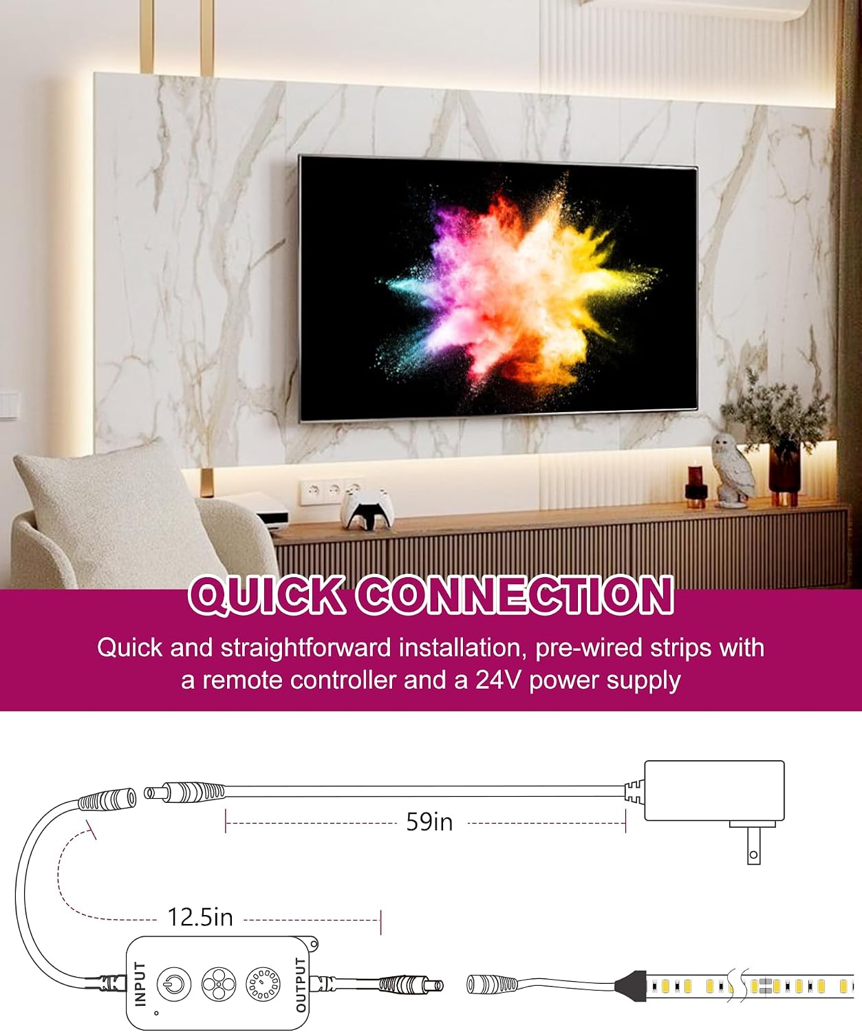 Dimmable Neutral White LED Strip Light Kit