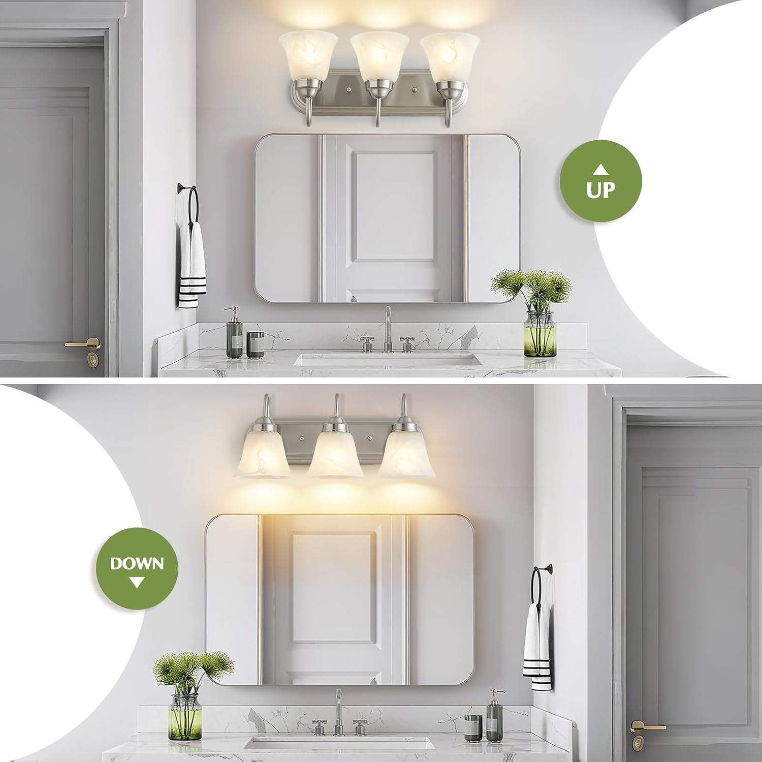 Modern 3‑Light Brushed Nickel Bathroom Vanity Lamp