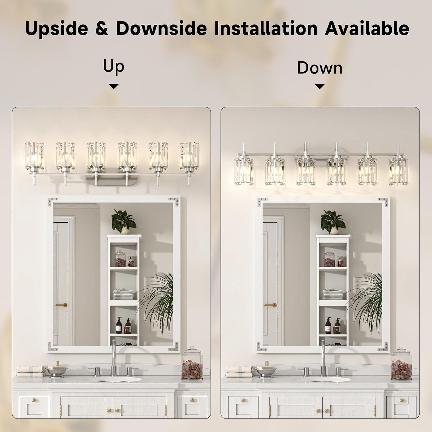 Nickel 6‑Light Bathroom Vanity Wall Light Fixture