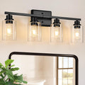 Black 4‑Light Bathroom Vanity Wall Light Fixtures