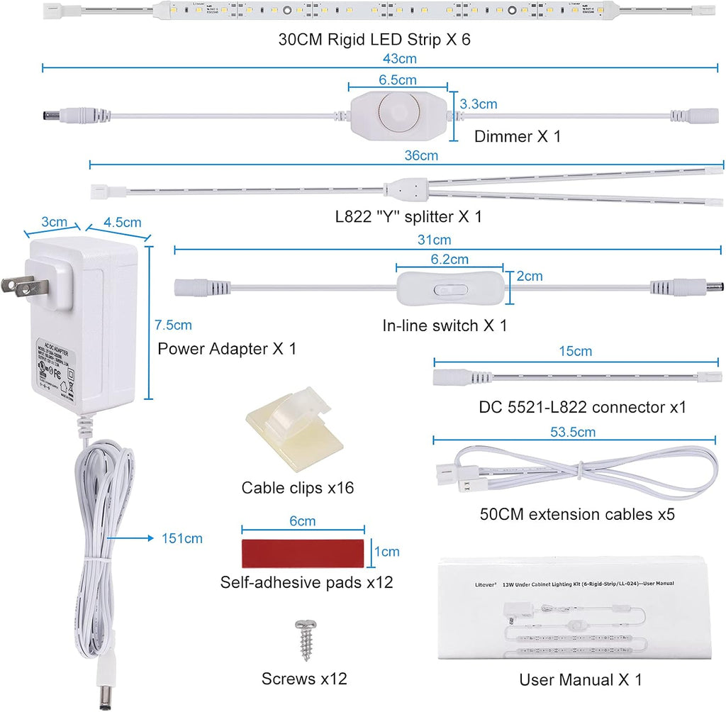Daylight White Plug‑in Under Cabinet LED Lights