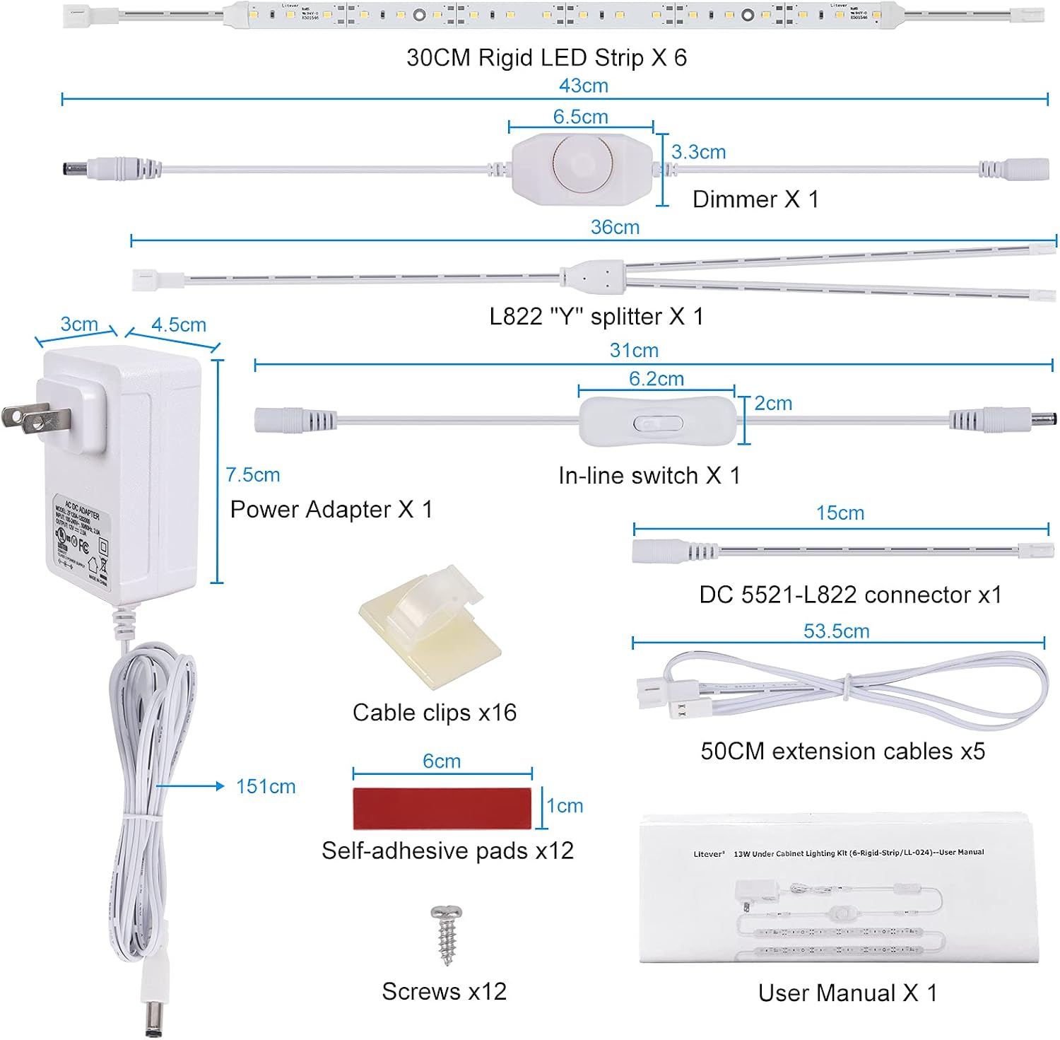 Daylight White Plug‑in Under Cabinet LED Lights