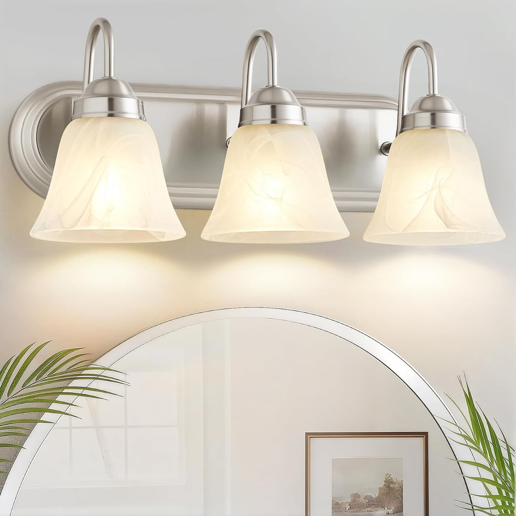 Modern 3‑Light Brushed Nickel Bathroom Vanity Lamp