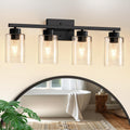 Modern 4‑Light Black Bathroom Vanity Wall Sconce