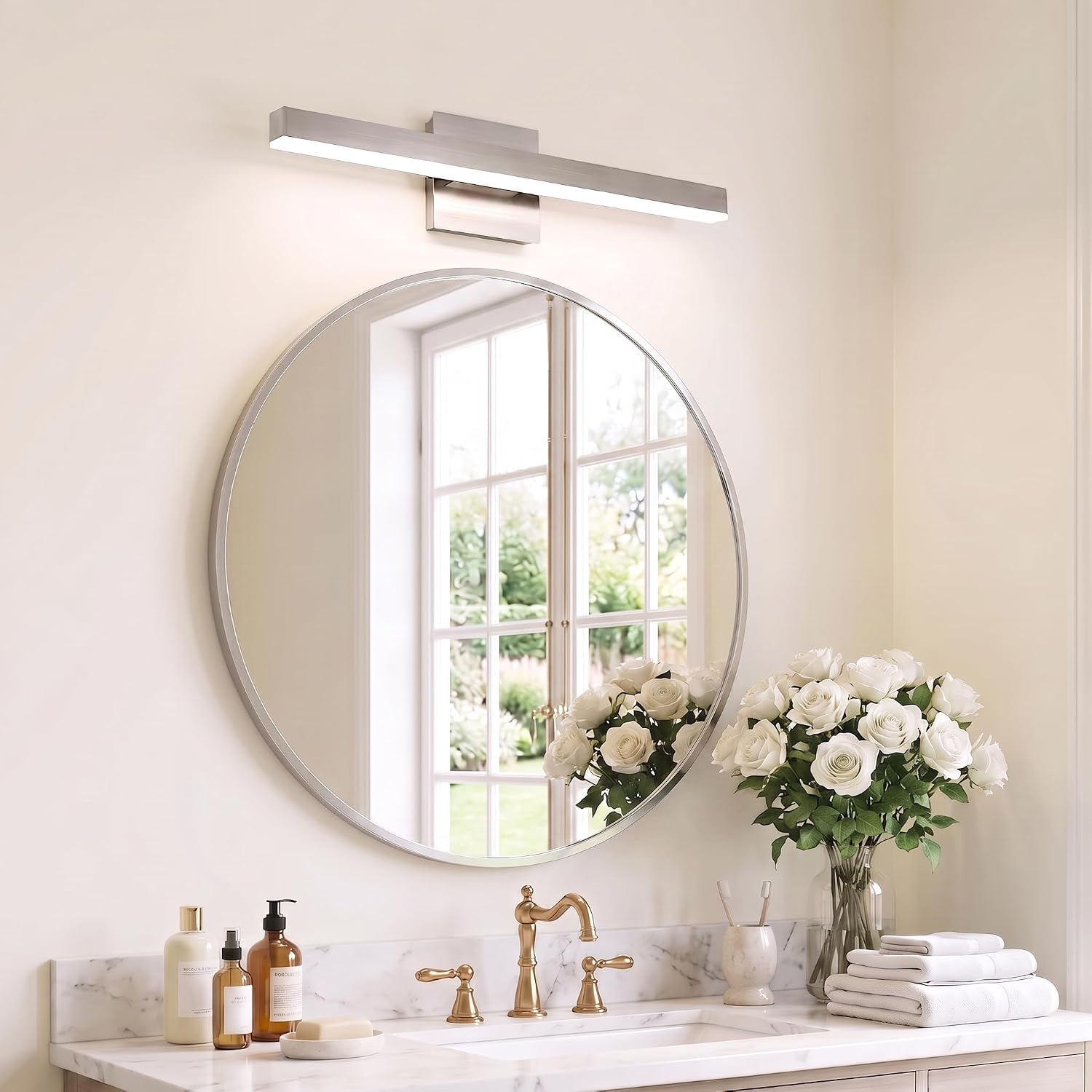 Brushed Nickel Modern Bathroom Vanity Light Fixture