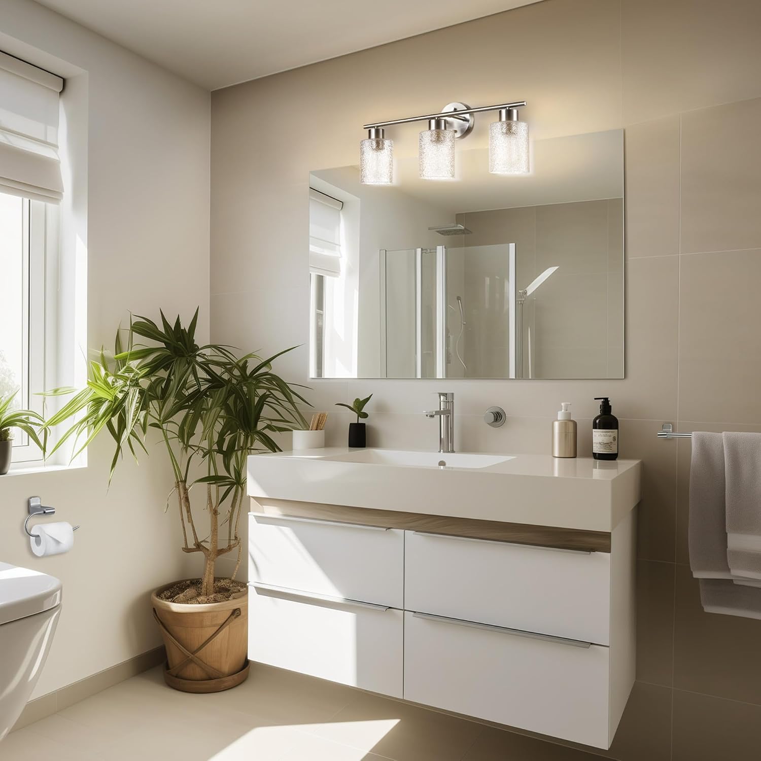 Brushed Nickel Bathroom Vanity Light Accessory Set