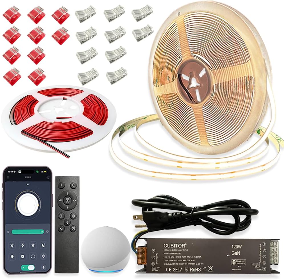 Smart Dimmable CCT COB LED Strip Light Kit