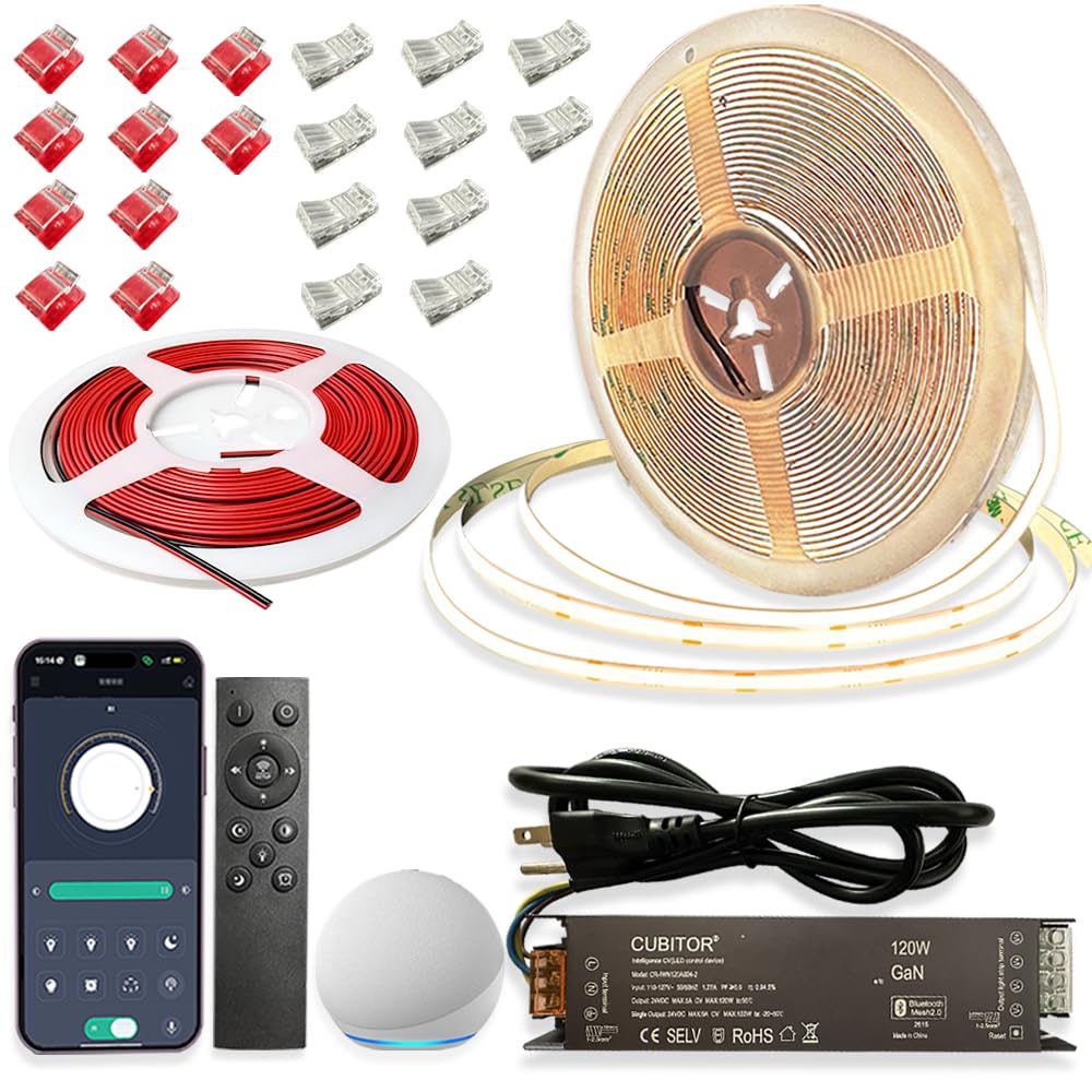 Smart Dimmable CCT COB LED Strip Light Kit
