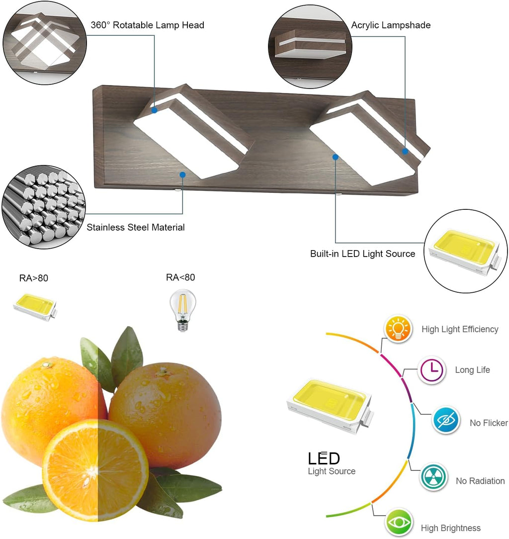 Modern 2‑Light LED Bathroom Vanity Wall Light Fixture