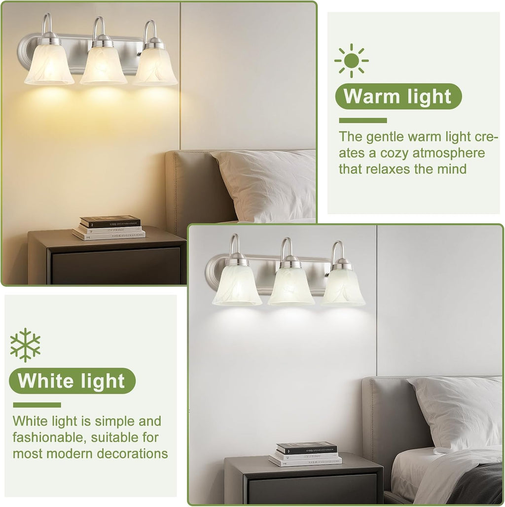 Modern 3‑Light Brushed Nickel Bathroom Vanity Lamp