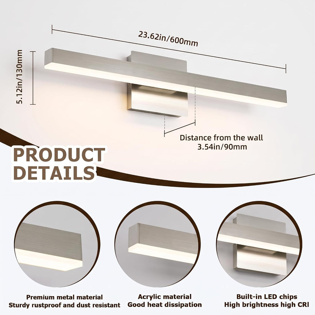 Brushed Nickel Modern Bathroom Vanity Light Fixture