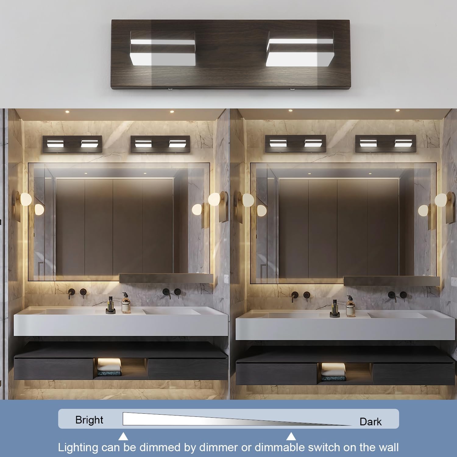 Modern 2‑Light LED Bathroom Vanity Wall Light Fixture