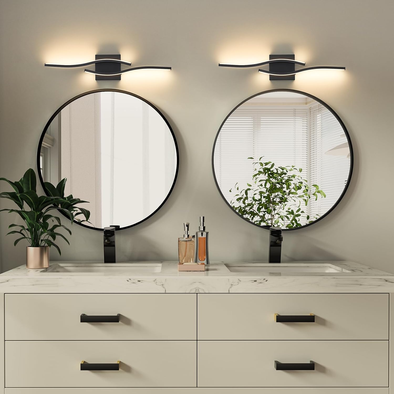 Modern Dimmable LED Black Bathroom Vanity Sconce Light