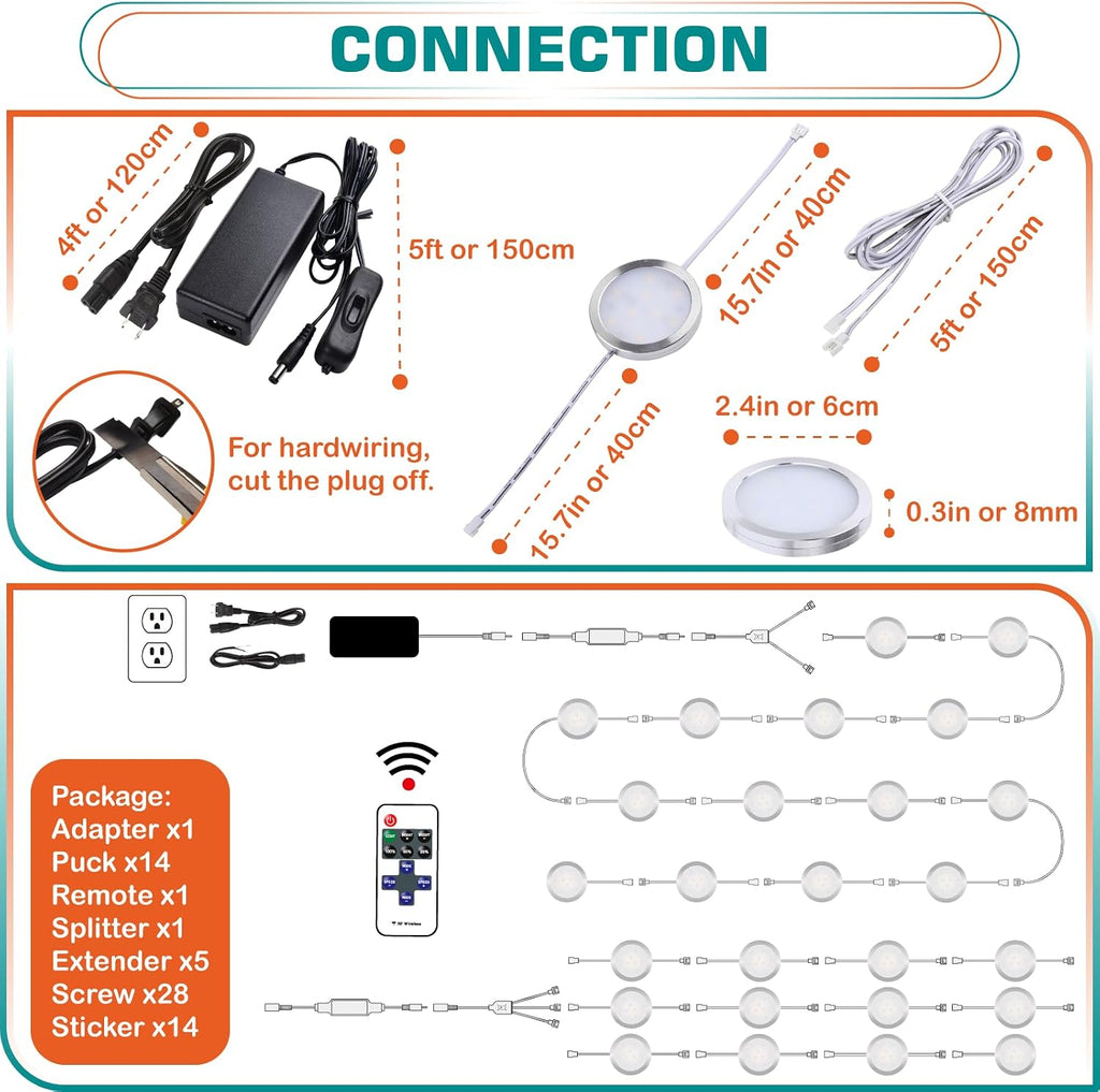Dimmable Linkable LED Under Cabinet Puck Lights