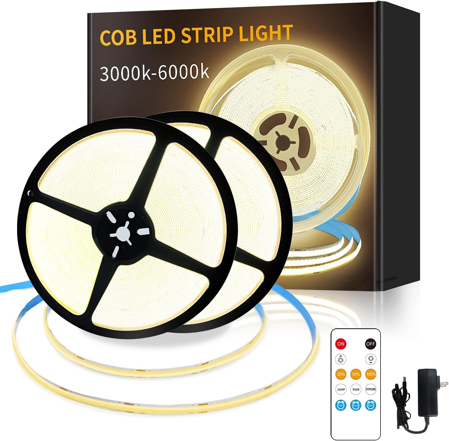 Dimmable Warm White COB LED Strip Lights
