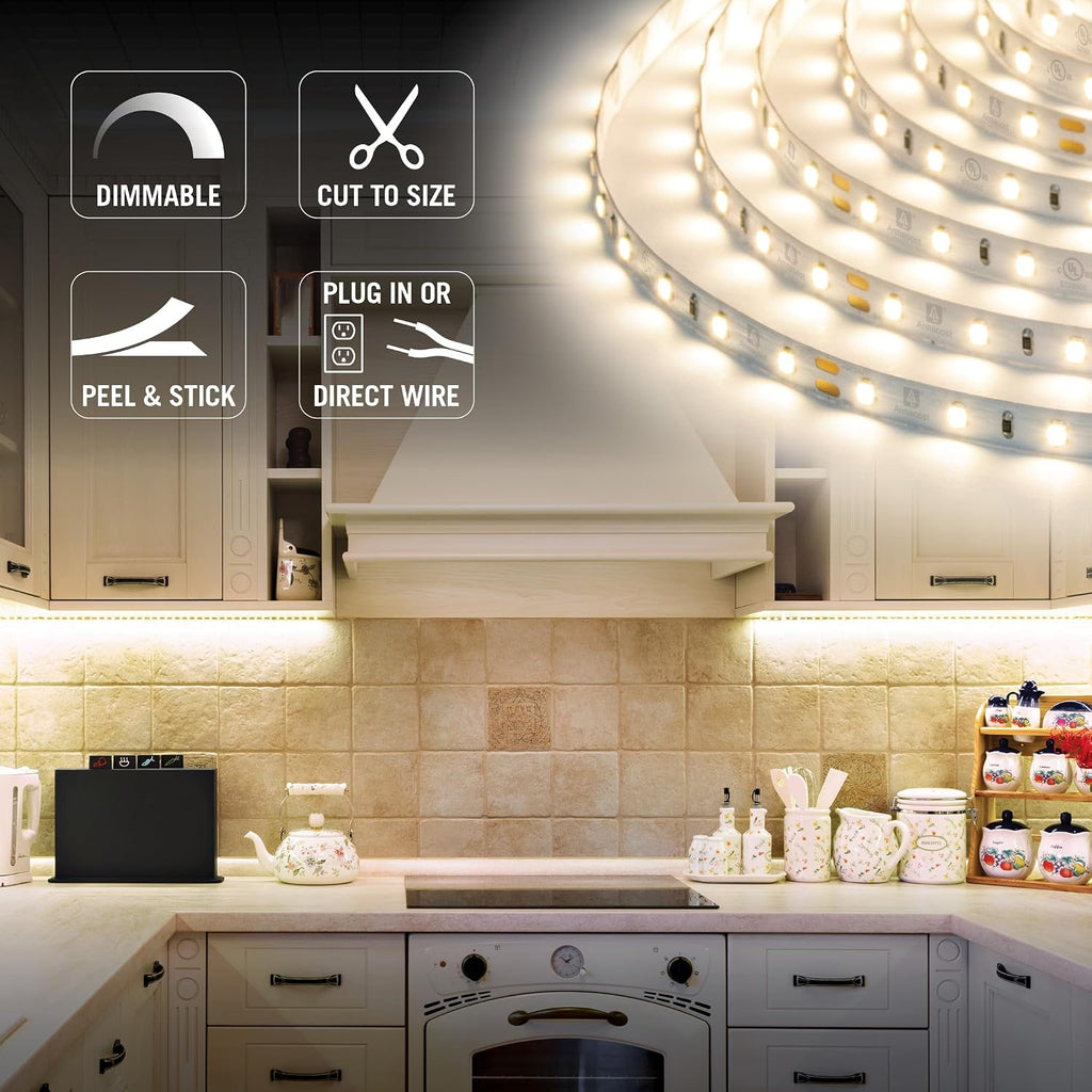 Dimmable Warm White LED Tape Light Kit