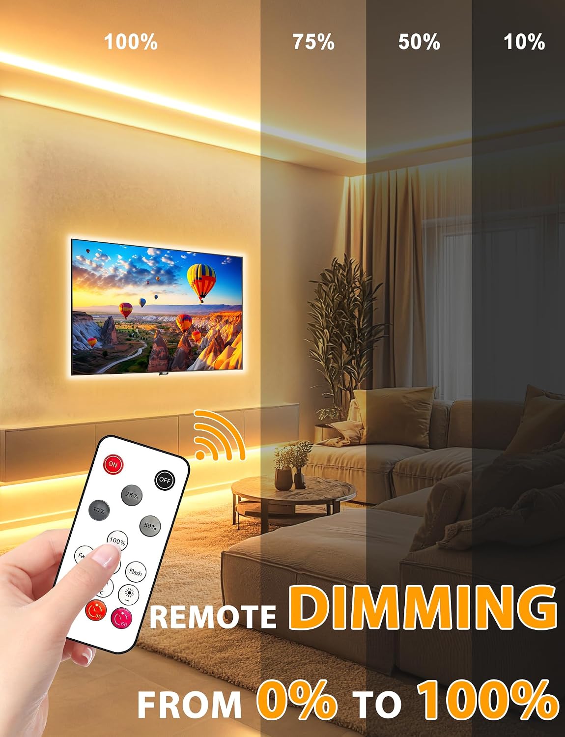 Dimmable Waterproof Warm COB LED Strip Lights
