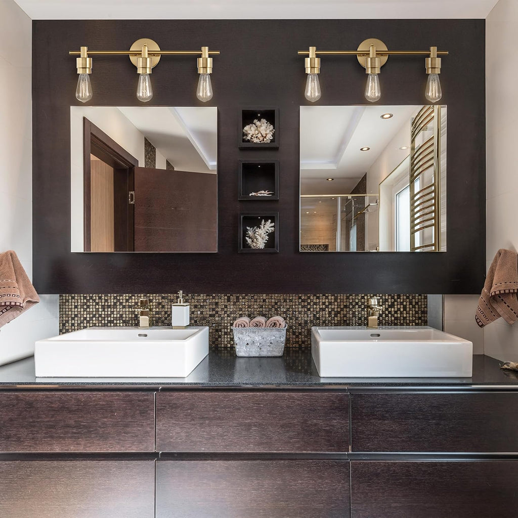 Matte Brass Bathroom Accessory Vanity Light Set